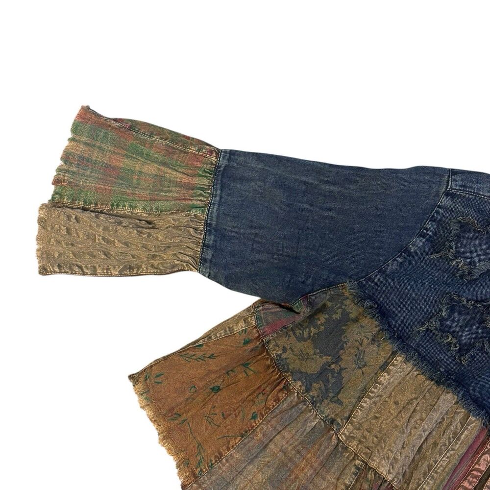 Young Threads Ruffle Patchwork Boho Denim Cardiga… - image 5